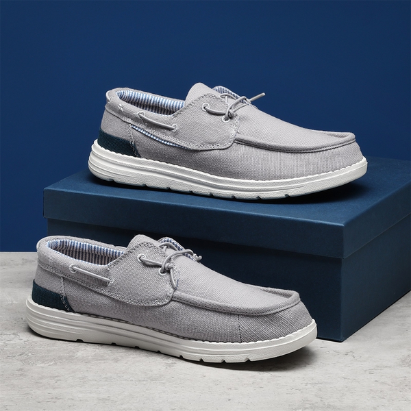 Minimalist Men's Slip On  Canvas Loafers - GREY - 8